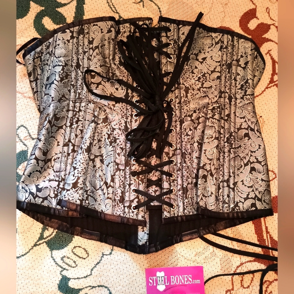 Under Bust Silver Black Corset